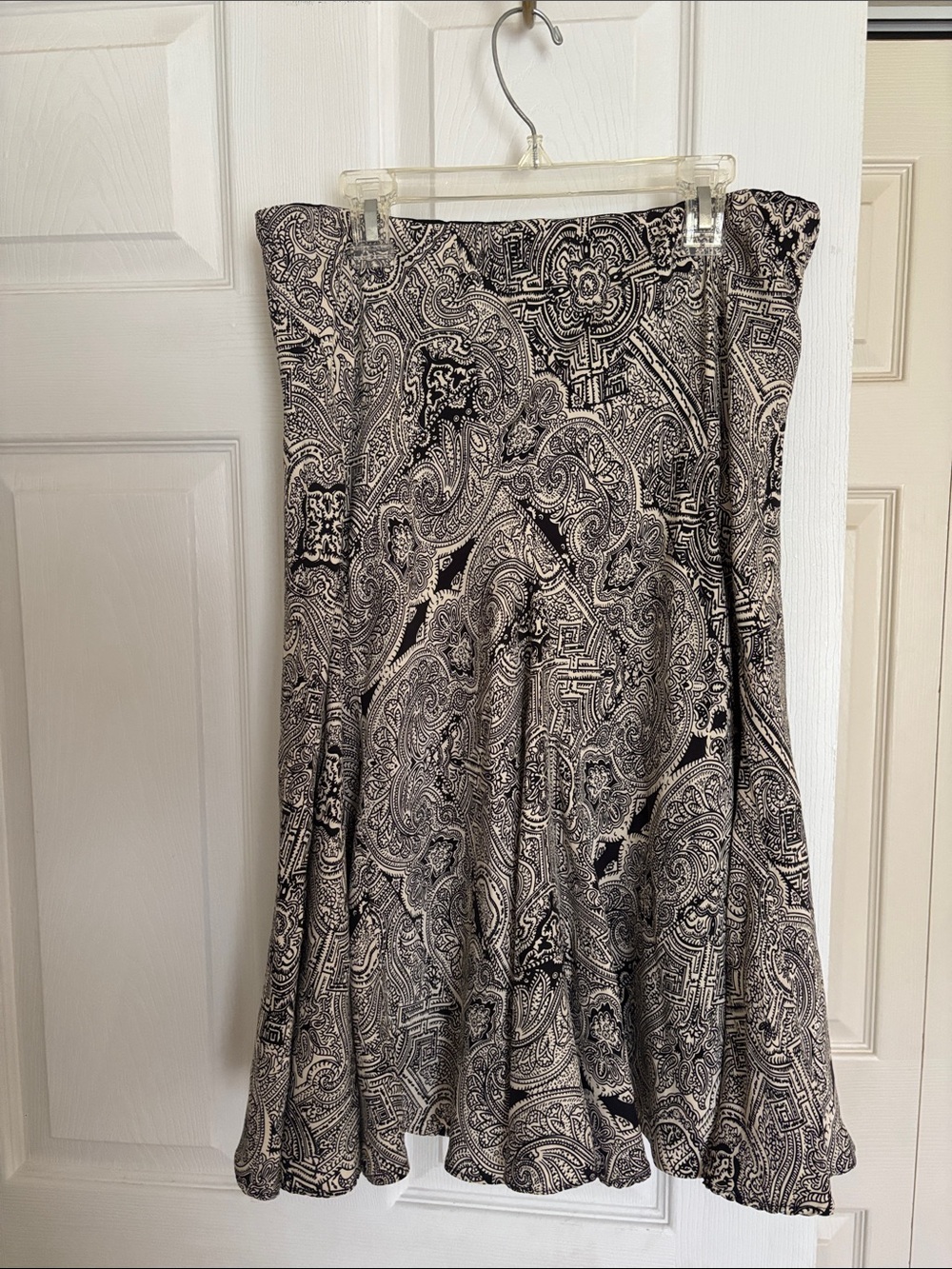 INC International Concepts Black & White Paisley Circle Skirt